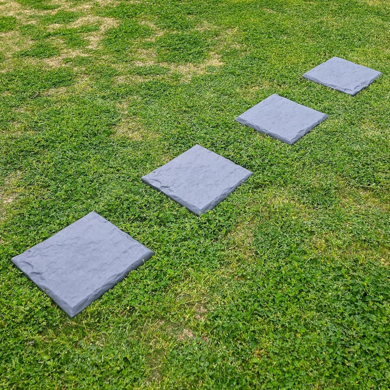 ARYEKA Garden Stepping Stones with Stakes – Set of 4, PP Walkway Pads, 15.5" x 15.5", Weather-Resistant, Easy Installation (4 Pcs, Gray) - Image 2